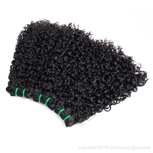 10a 11a Fumi Super Double Drawn  Virgin Indian Human Hair Pixie Curls 3 Bundles with Lace Frontal Closure